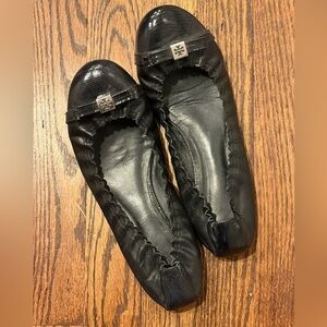 Tory Burch Black Leather Flats